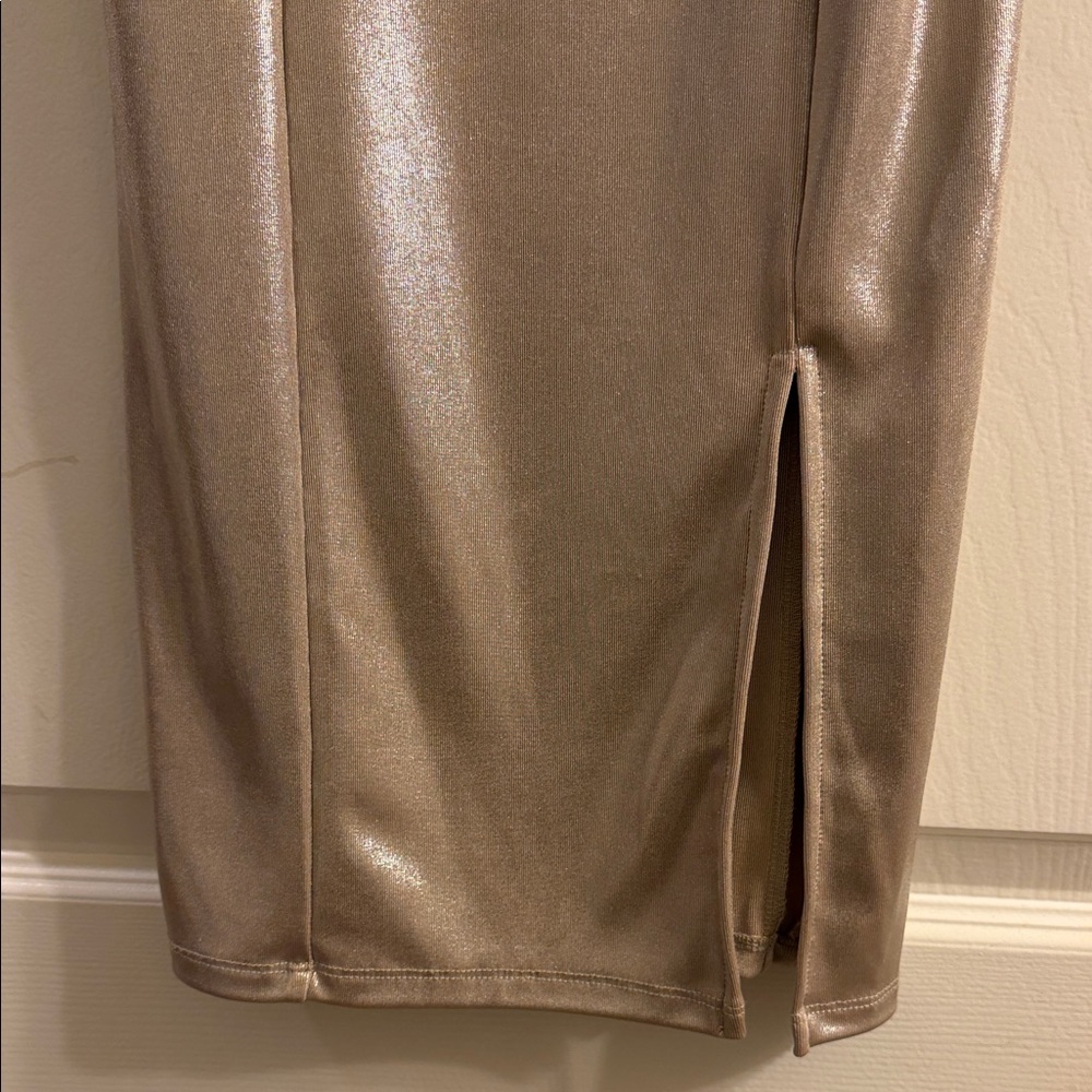Forever 21 Shiny Gold Mini Dress Spaghetti Strap Shimmer S - Picture 5 of 6